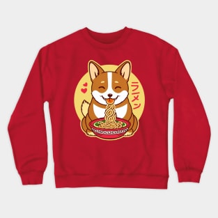 Welsh Corgi Eating Ramen Cute Kawaii Noodles Crewneck Sweatshirt